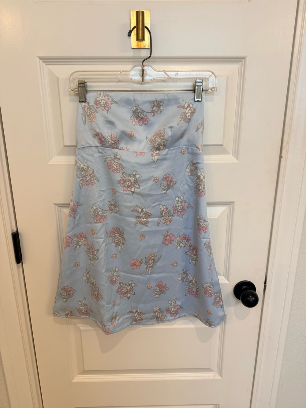 Floral A-Line Skirt in Light Blue